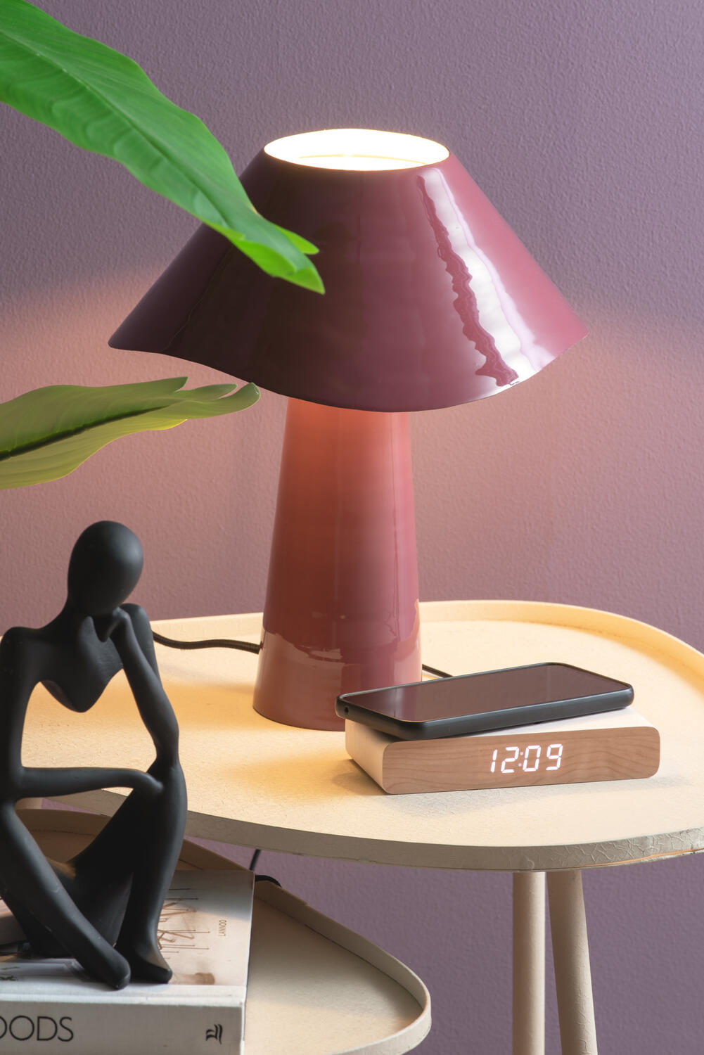 Retro Flat LED vækkeur - hvid